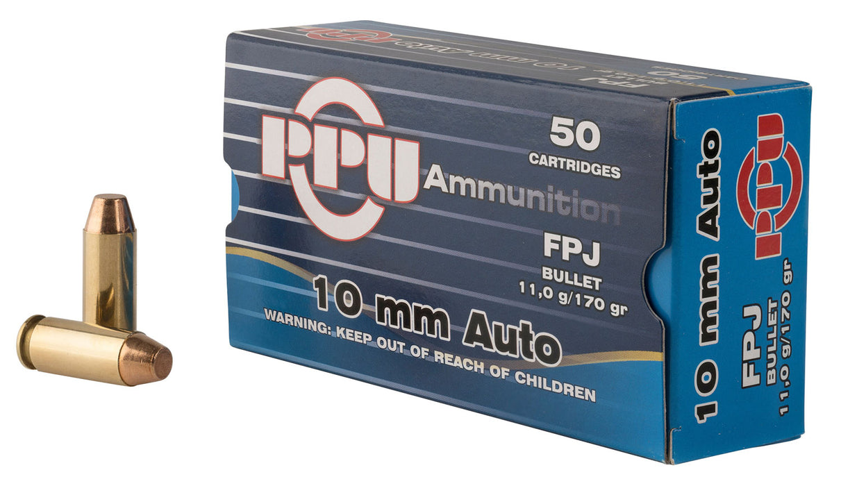 PPU PPH10F Handgun  10mm Auto 170 gr Flat Point Jacketed (FPJ) 50 Per Box/10 Cs
