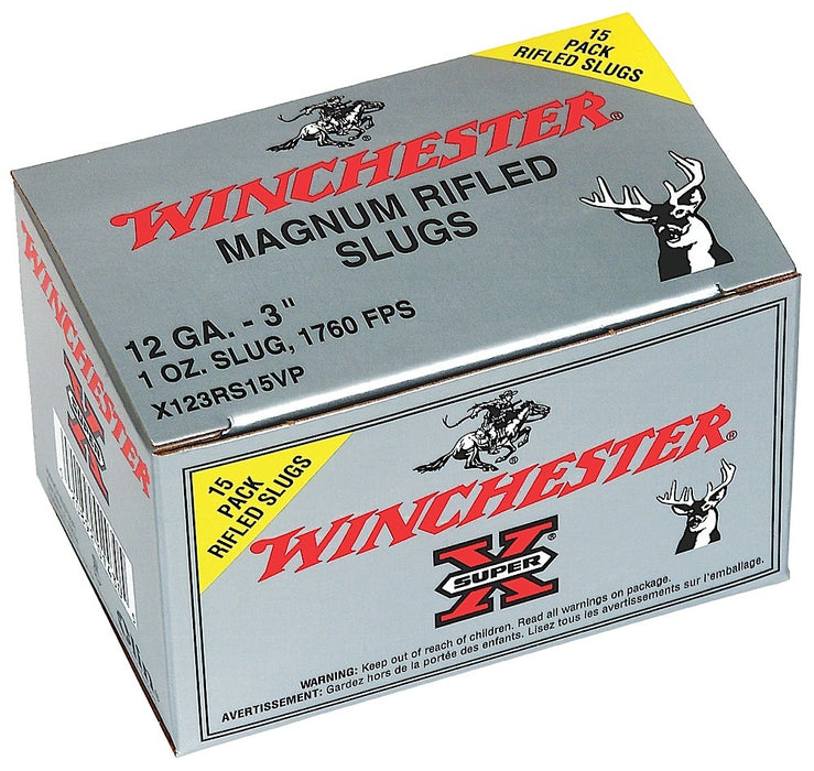 Winchester Ammo X123RS15VP Super X  12 Gauge 3" 1 oz 1760 fps Rifled Slug Shot 15 Per Box/10 Cs (Value Pack)