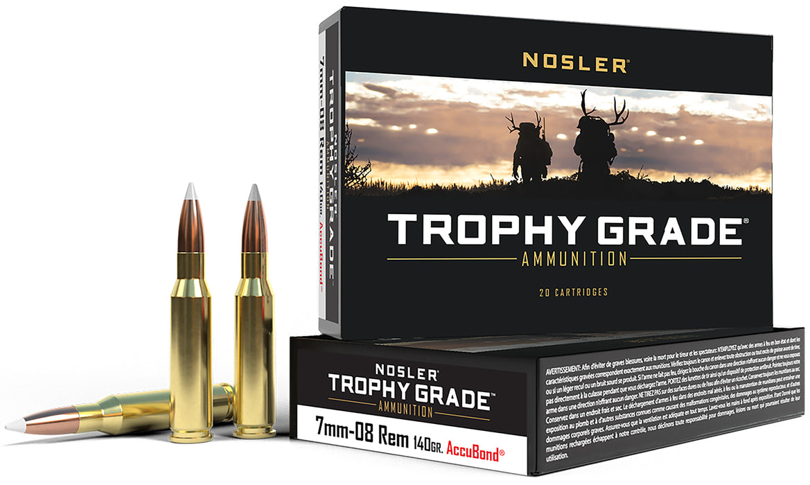 Nosler 60042 Trophy Grade  7mm-08 Rem 140 gr 2825 fps Nosler AccuBond 20 Bx/10 Cs