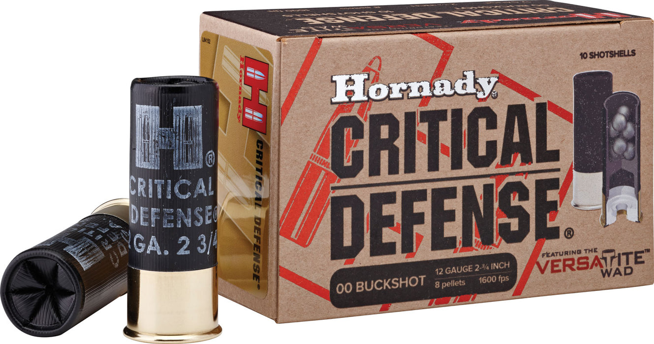 Hornady 86240 Critical Defense  12 Gauge 2.75" 8 Pellets 1600 fps 00 Buck Shot 10 Bx/25 Cs