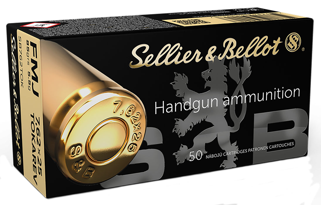 Sellier & Bellot SB762TOK Handgun  7.62x25mm Tokarev 85 gr Full Metal Jacket (FMJ) 50 Per Box/30 Cs