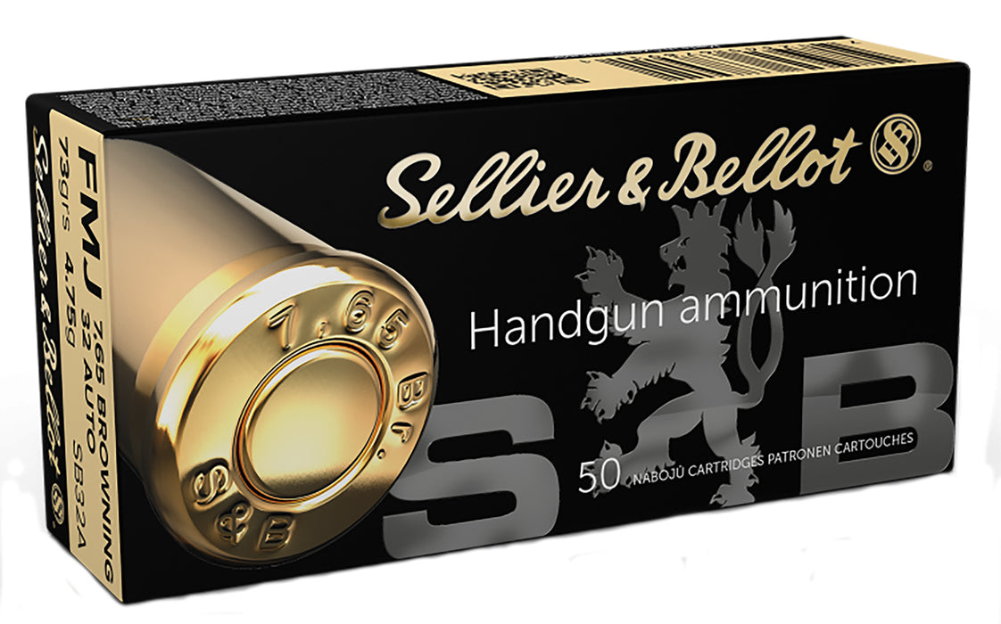 Sellier & Bellot SB32A Handgun  32 ACP 73 gr Full Metal Jacket (FMJ) 50 Per Box/40 Cs
