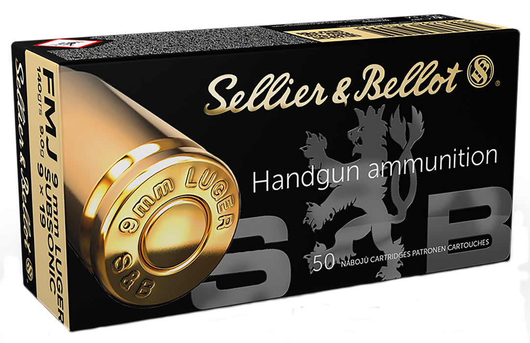 Sellier & Bellot SB9SUBA Handgun  9mm Luger Subsonic 140 gr Full Metal Jacket (FMJ) 50 Per Box/20 Cs