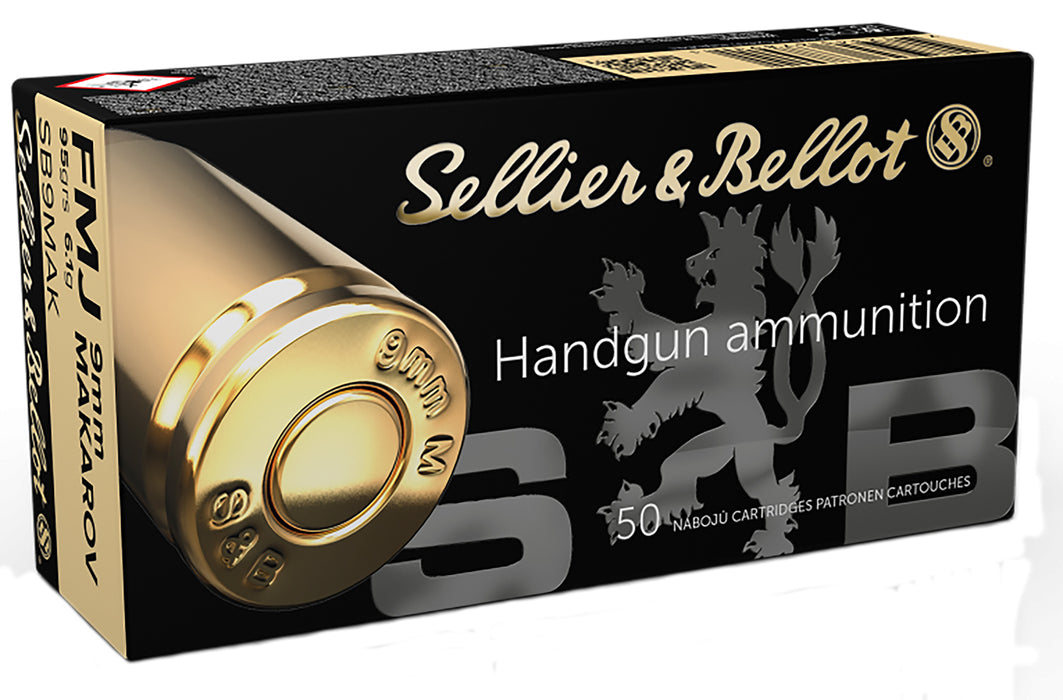 Sellier & Bellot SB9MAK Handgun  9x18 Makarov 95 gr Full Metal Jacket (FMJ) 50 Per Box/20 Cs