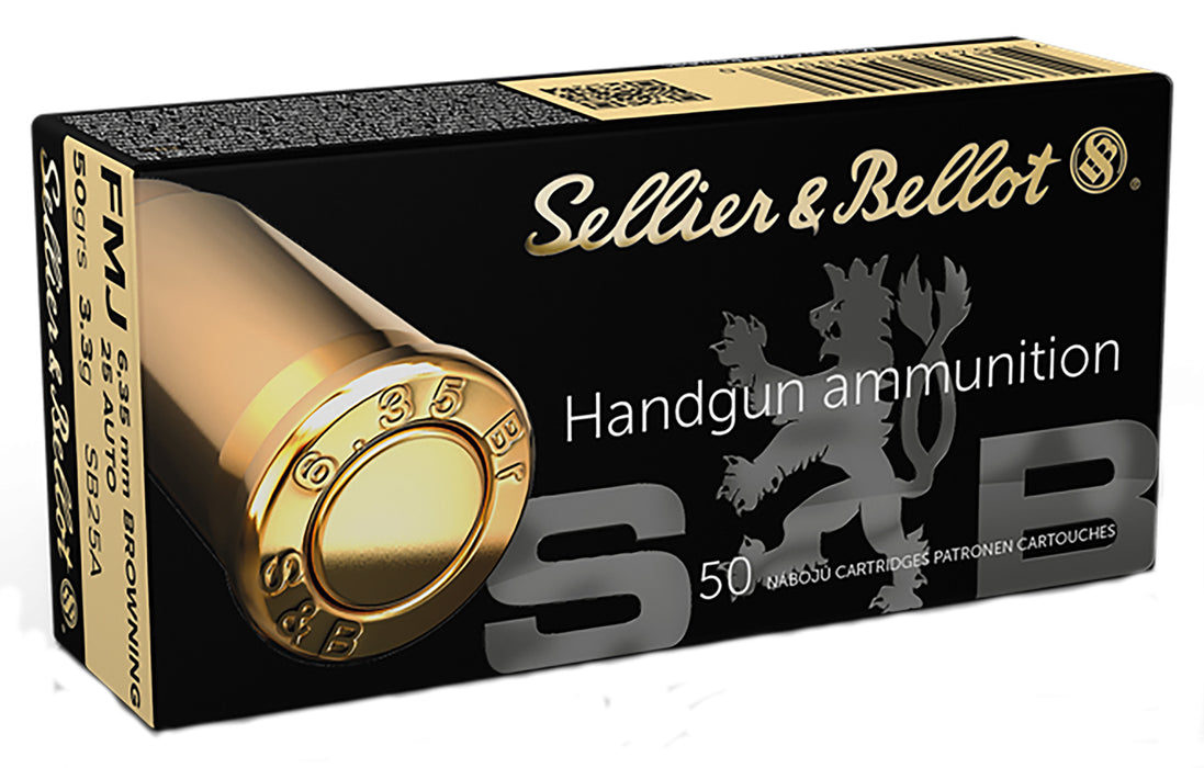 Sellier & Bellot SB25A Handgun  25 ACP 50 gr 760 fps Full Metal Jacket (FMJ) 50 Bx/40 Cs