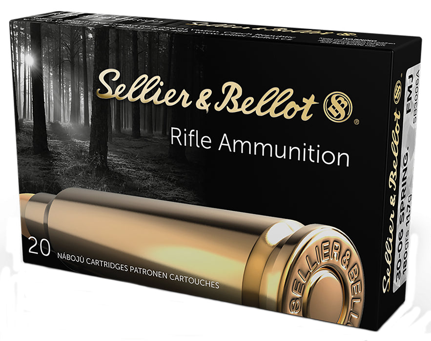 Sellier & Bellot SB3006A Rifle  30-06 Springfield 180 gr 2674 fps Full Metal Jacket (FMJ) 20 Bx/20 Cs