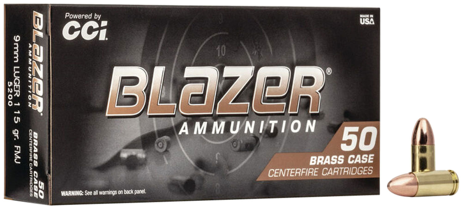 CCI 5200 Blazer Brass  9mm Luger 115 gr FMJ - 1000 Rounds Case