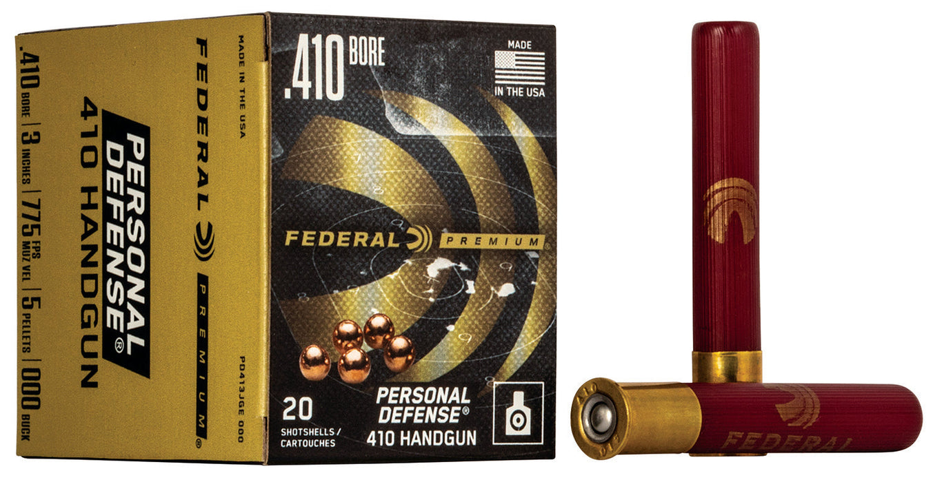 Federal PD413JGE000 Premium Personal Defense 410 Gauge 3" 5 Pellets 775 fps 000 Buck Shot 20 Bx/10 Cs