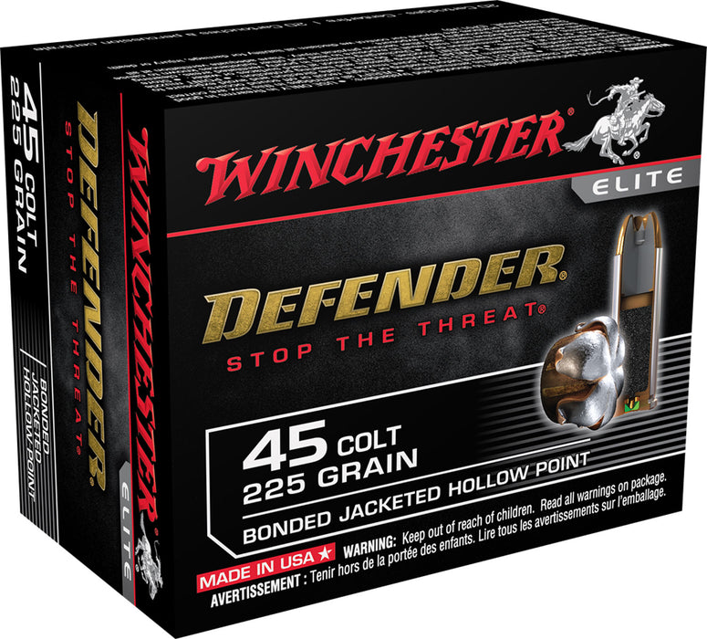 Winchester Ammo S45CPDB PDX1 Defender  45 Colt (LC) 225 gr Bonded Jacket Hollow Point 20 Bx/10 Cs