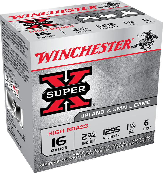 Winchester Ammo X16H6 Super X Heavy Game Load High Brass 16 Gauge 2.75" 1 1/8 oz 1295 fps 6 Shot 25 Bx/10 Cs