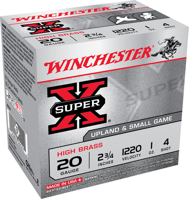 Winchester Ammo X204 Super X Heavy Game Load High Brass 20 Gauge 2.75" 1 oz 1220 fps 4 Shot 25 Bx/10 Cs