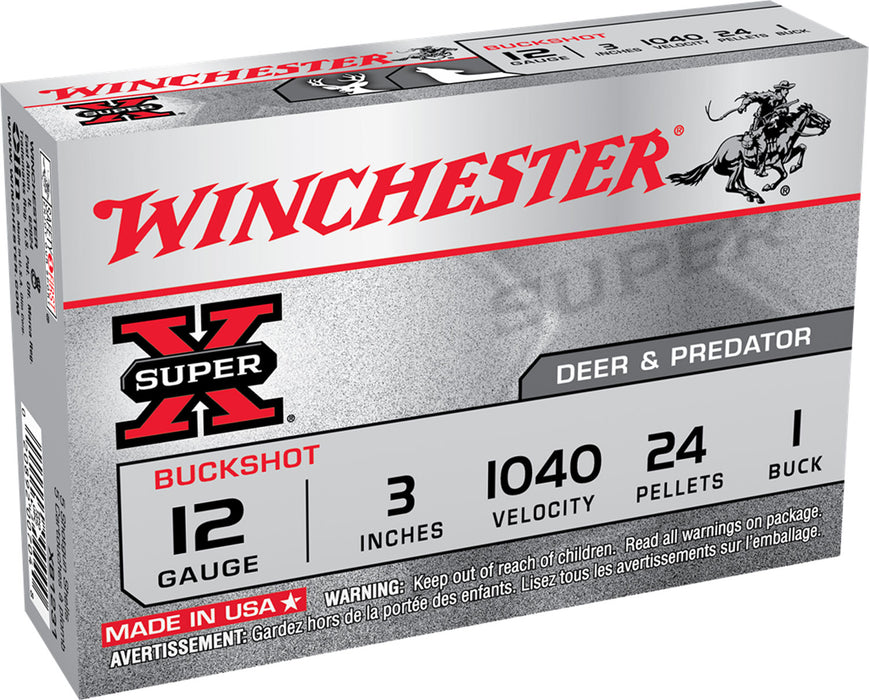 Winchester Ammo XB1231 Super X  12 Gauge 3" 24 Pellets 1040 fps 1 Buck Shot 5 Bx/50 Cs