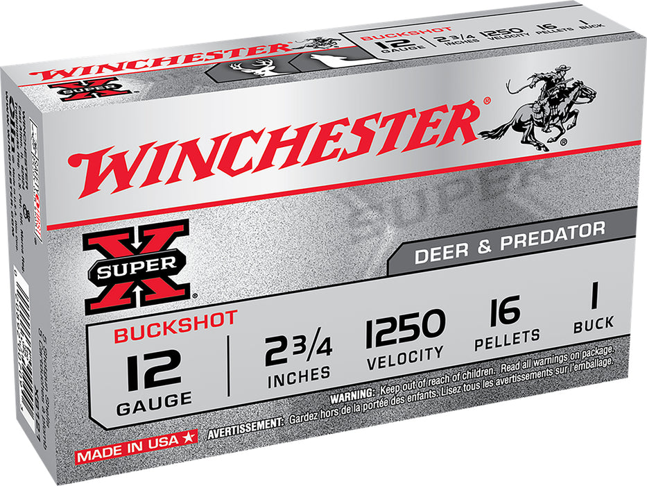 Winchester Ammo XB121 Super X  12 Gauge 2.75" 16 Pellets 1 Buck Shot 5 Bx/ 50 Cs