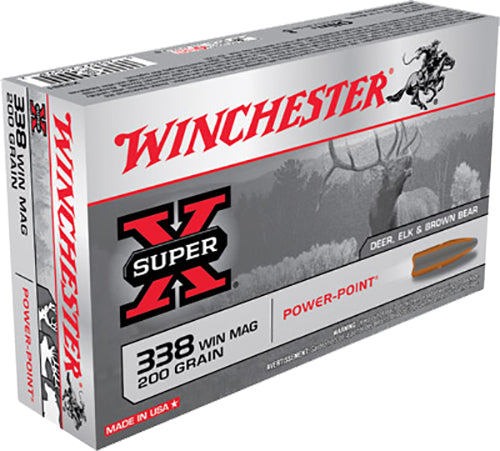Winchester Ammo X3381 Super X  338 Win Mag 200 gr 2960 fps Power-Point (PP) 20 Bx/10 Cs