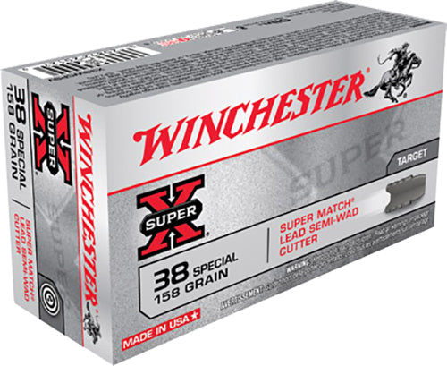 Winchester Ammo X38WCPSV Super X  38 Special 158 gr Super Match Lead Semi-Wadcutter 50 Bx/10 Cs