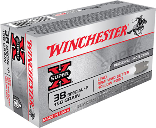 Winchester Ammo X38SPD Super-X  38 Special +P 158 gr Lead Semi-Wad Cutter Hollow Point 50 Bx/10 Cs