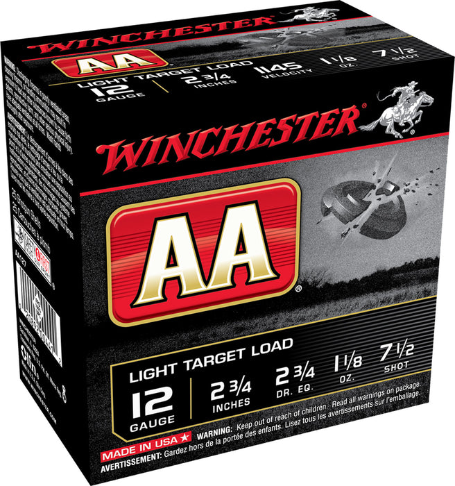 Winchester Ammo AA127 AA Light Target 12 Gauge 2.75" 1 1/8 oz 1145 fps 7.5 Shot 25 Bx/10 Cs
