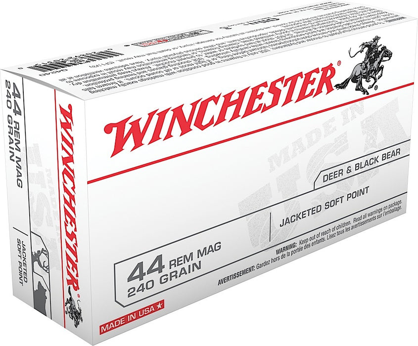 Winchester Ammo Q4240 USA  44 Rem Mag 240 gr Jacketed Soft Point (JSP) 50 Bx/10 Cs