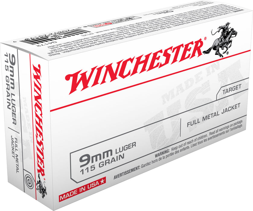 Winchester Ammo Q4172 USA  9mm Luger 115 gr Full Metal Jacket (FMJ) 50 Per Box/10 Cs