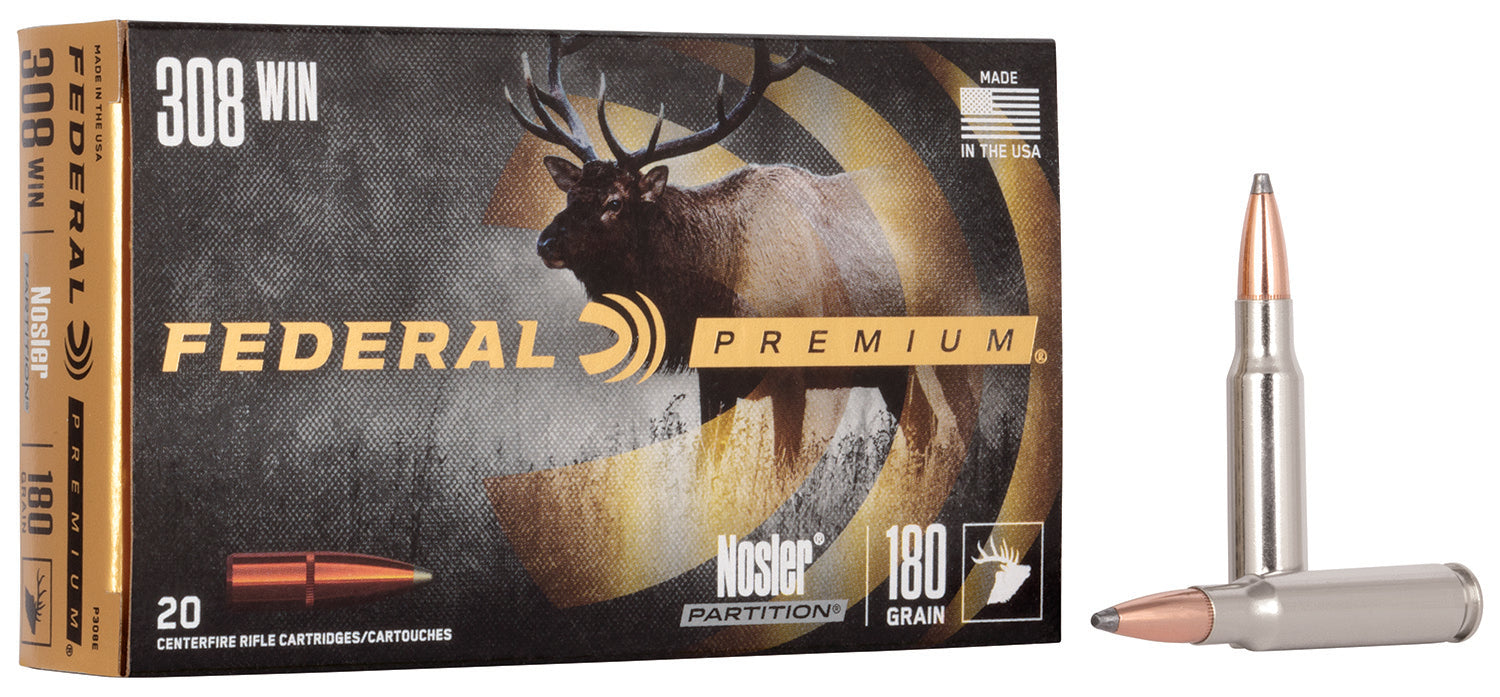 Federal P308E Premium  308 Win 180 gr Nosler Partition (NP) 20 Per Box/10 Cs