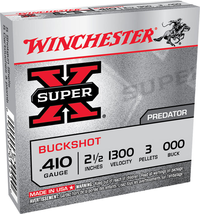 Winchester Ammo XB41000 Super X  410 Gauge 2.50" 3 Pellets 1300 fps 000 Buck Shot 5 Bx/50 Cs