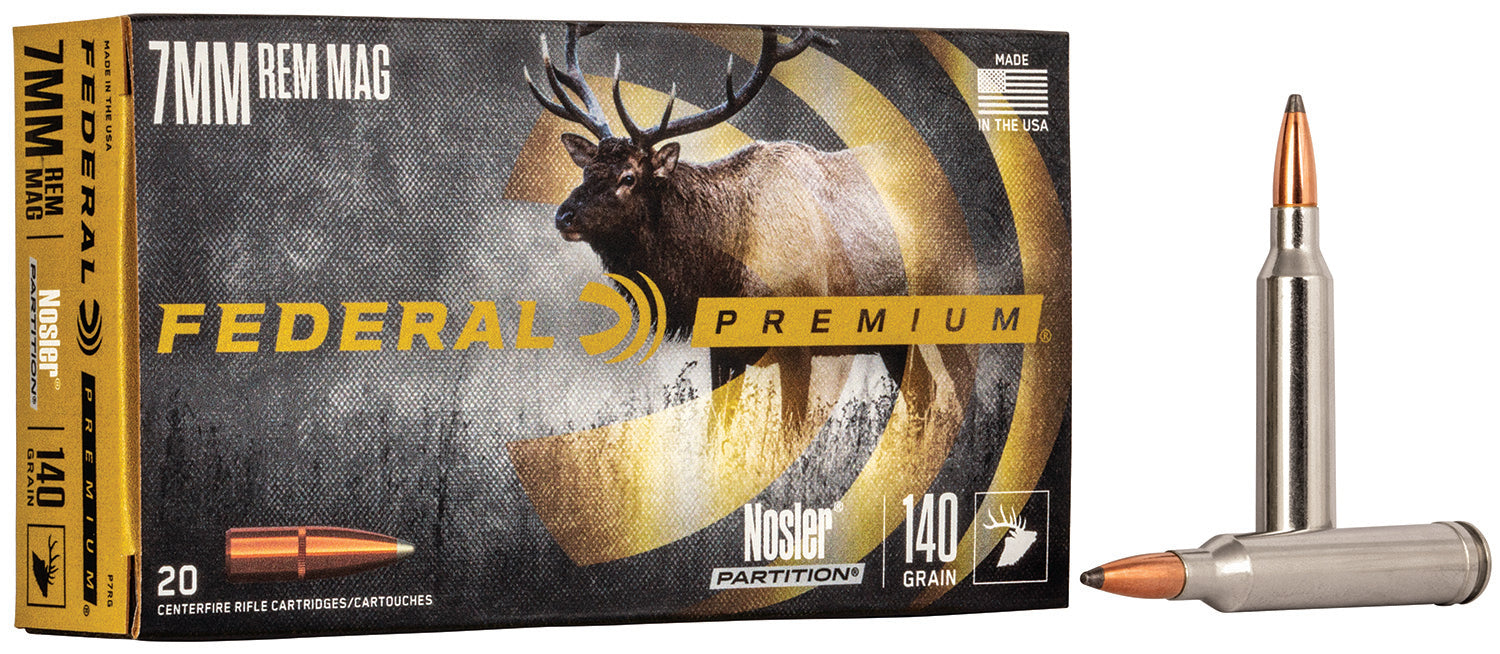 Federal P7RG Premium  7mm Rem Mag 140 gr 3150 fps Nosler Partition (NP) 20 Bx/10 Cs