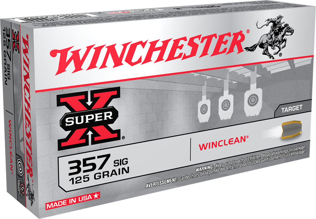 Winchester Ammo WC357SIG Super-X  357 Sig 125 gr Winclean Brass Enclosed Base 50 Bx/10 Cs