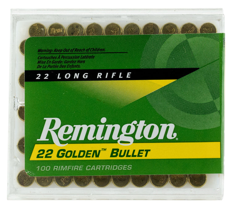Remington Ammunition 21276 Golden Bullet  22LR 40gr Plated Lead Round Nose 100 Per Box/50 Case