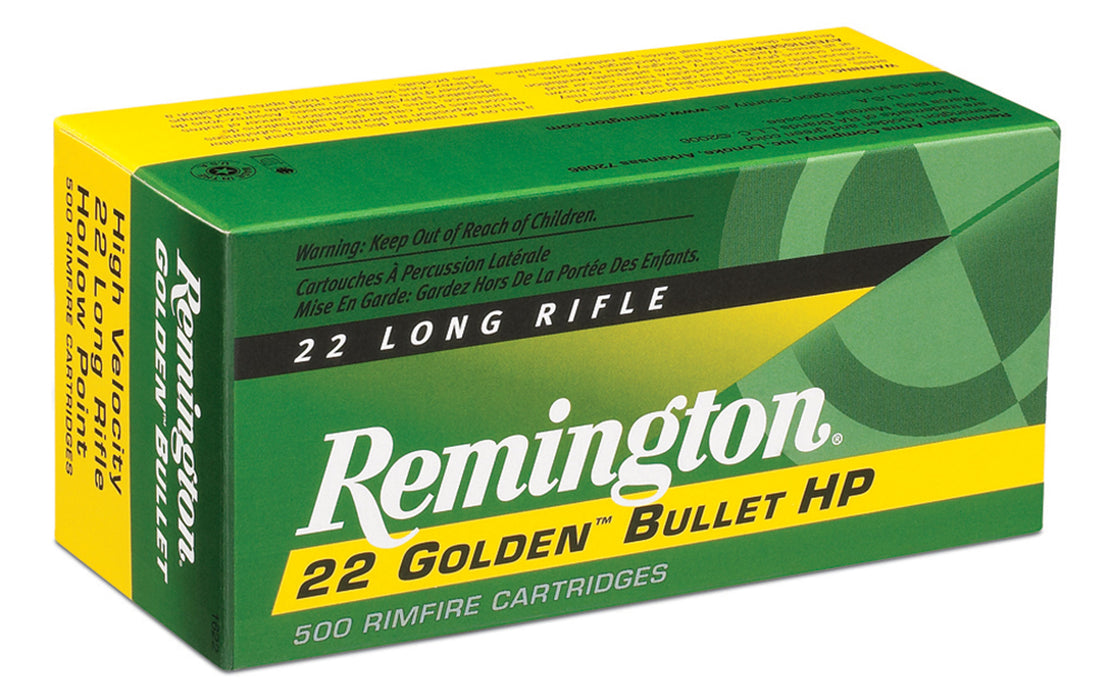 Remington Ammunition 21008 Golden Bullet  22 LR 36 gr Plated Hollow Point 50 Bx/ 100 Cs