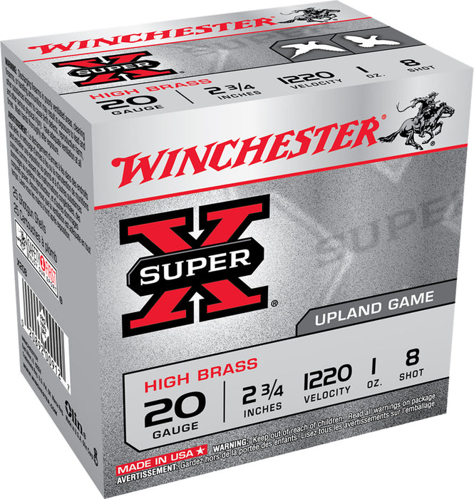 Winchester Ammo X208 Super X Heavy Game Load High Brass 20 Gauge 2.75" 1 oz 1220 fps 8 Shot 25 Bx/10 Cs