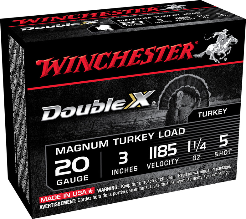 Winchester Ammo X203XCT5 Double X Magnum Turkey 20 Gauge 3" 1 1/4 oz 1185 fps 5 Shot 10 Bx/10 Cs