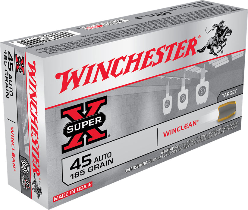 Winchester Ammo WC451 Super-X  45 ACP 185 gr Winclean Brass Enclosed Base 50 Bx/10 Cs