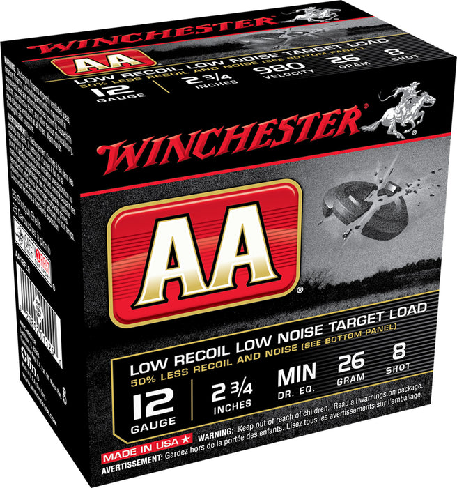 Winchester Ammo AA12FL8 AA Low Recoil 12 Gauge 2.75" 26 Gram 980 fps 8 Shot 25 Bx/10 Cs