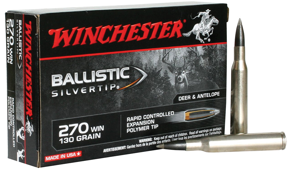 Winchester Ammo SBST270 Ballistic Silvertip  270 Win 130 gr 3050 fps Rapid Controlled Expansion Polymer Tip 20 Bx/10 Cs