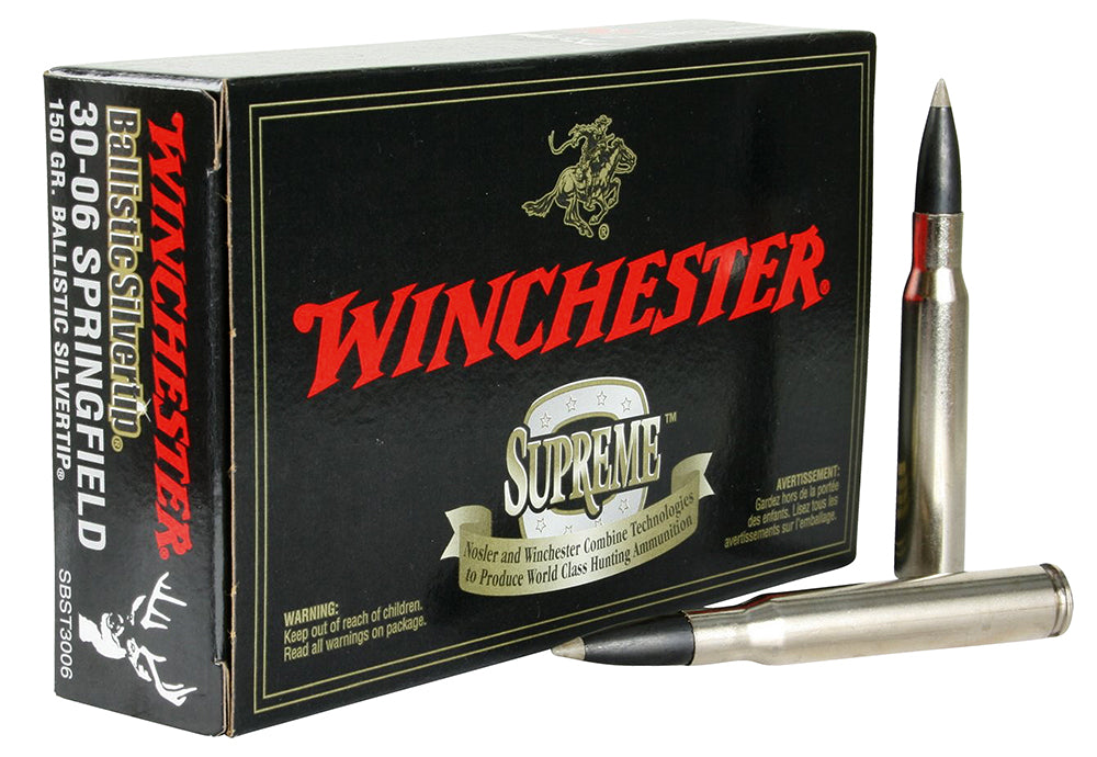 Winchester Ammo SBST3006 Ballistic Silvertip  30-06 Springfield 150 gr 2900 fps Rapid Controlled Expansion Polymer Tip 20 Bx/10 Cs