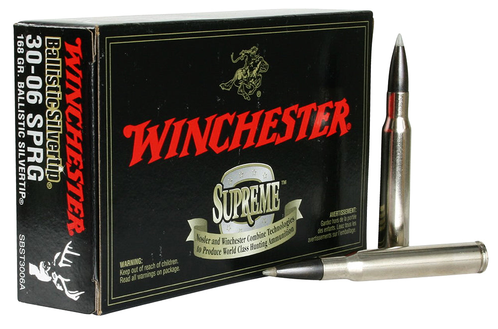 Winchester Ammo SBST3006A Ballistic Silvertip  30-06 Springfield 168 gr 2790 fps Rapid Controlled Expansion Polymer Tip 20 Bx/10 Cs