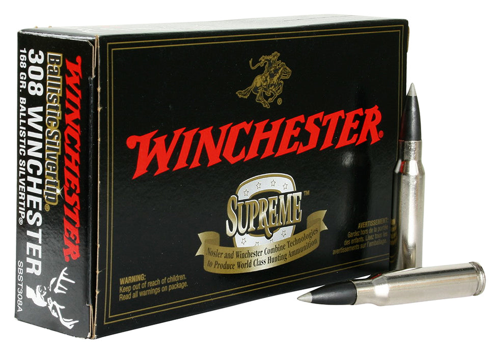 Winchester Ammo SBST308A Ballistic Silvertip  308 Win 168 gr 2670 fps Rapid Controlled Expansion Polymer Tip 20 Bx/10 Cs