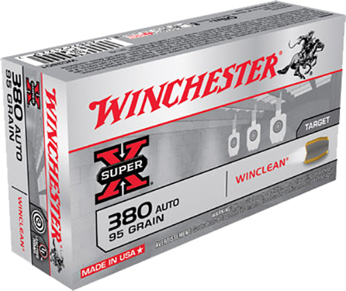 Winchester Ammo WC3801 Super-X  380 ACP 95 gr Winclean Brass Enclosed Base 50 Bx/10 Cs