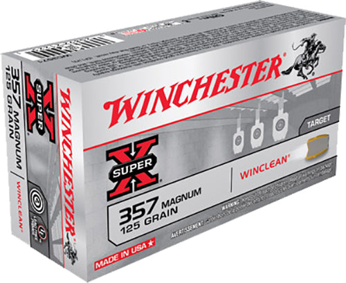 Winchester Ammo WC3571 Super-X  357 Mag 125 gr Winclean Brass Enclosed Base 50 Bx/10 Cs