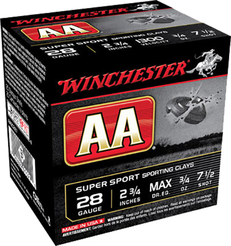 Winchester Ammo AASC287 AA Super Sport Sporting Clay 28 Gauge 2.75" 3/4 oz 1300 fps 7.5 Shot 25 Bx/10 Cs