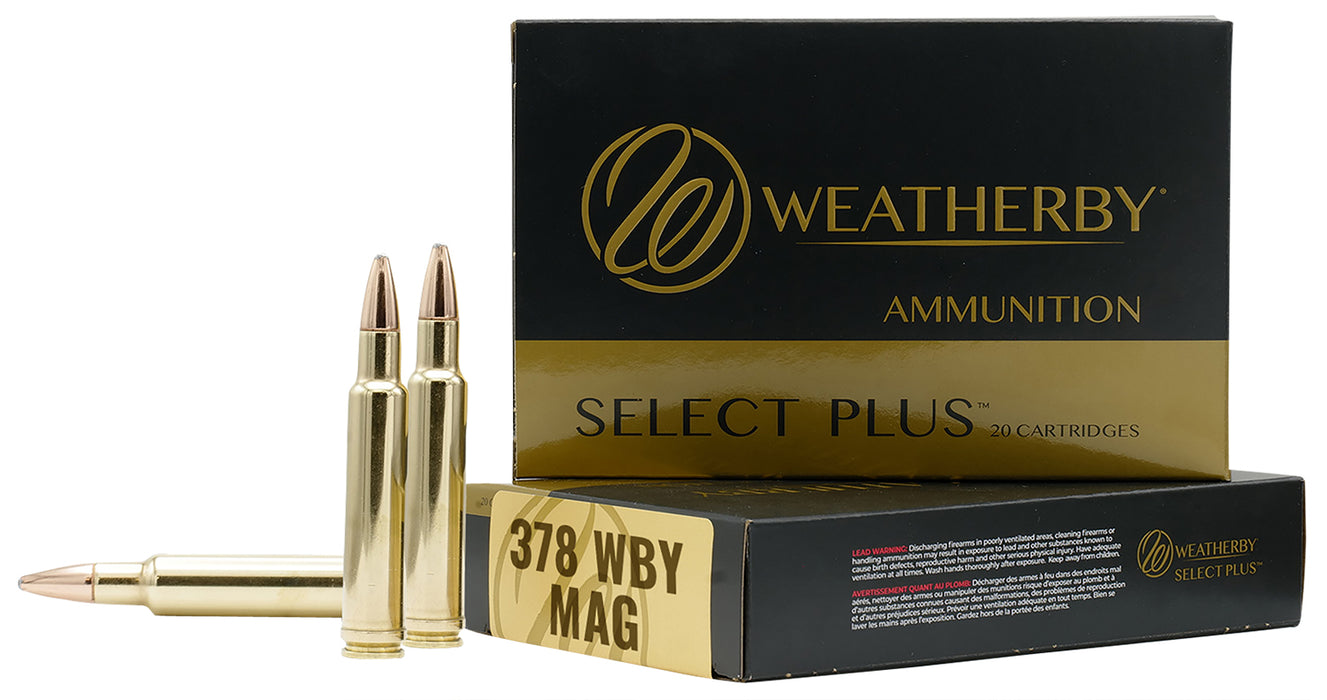 Weatherby H378270SP Select Plus  378 Wthby Mag 270 gr 3180 fps Spire Point (SP) 20 Bx/10 Cs