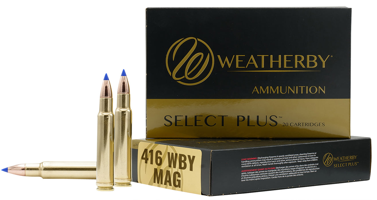 Weatherby H416400RN Select Plus  416 Wthby Mag 400 gr 2700 fps Soft Point Round Nose (SPRN) 20 Bx/10 Cs