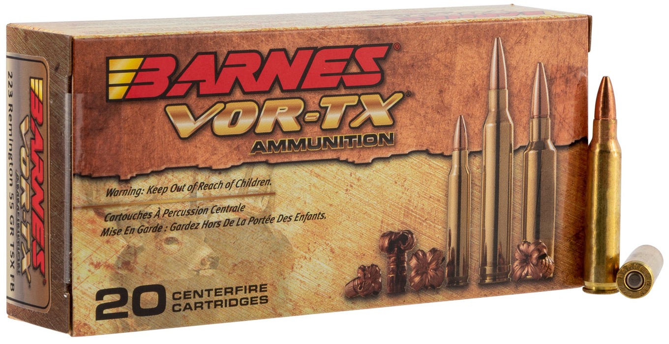 Barnes Bullets 21520 VOR-TX  223 Rem 55 gr 3240 fps Barnes TSX Flat Base (TSXFB) 20 Bx/10 Cs