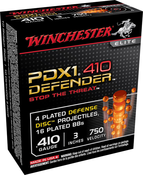 Winchester Ammo S413PDX1 PDX1 Defender Combo 410 Gauge 3" 750 fps 4 Defense Discs, 16 BBs Shot 10 Bx/10 Cs
