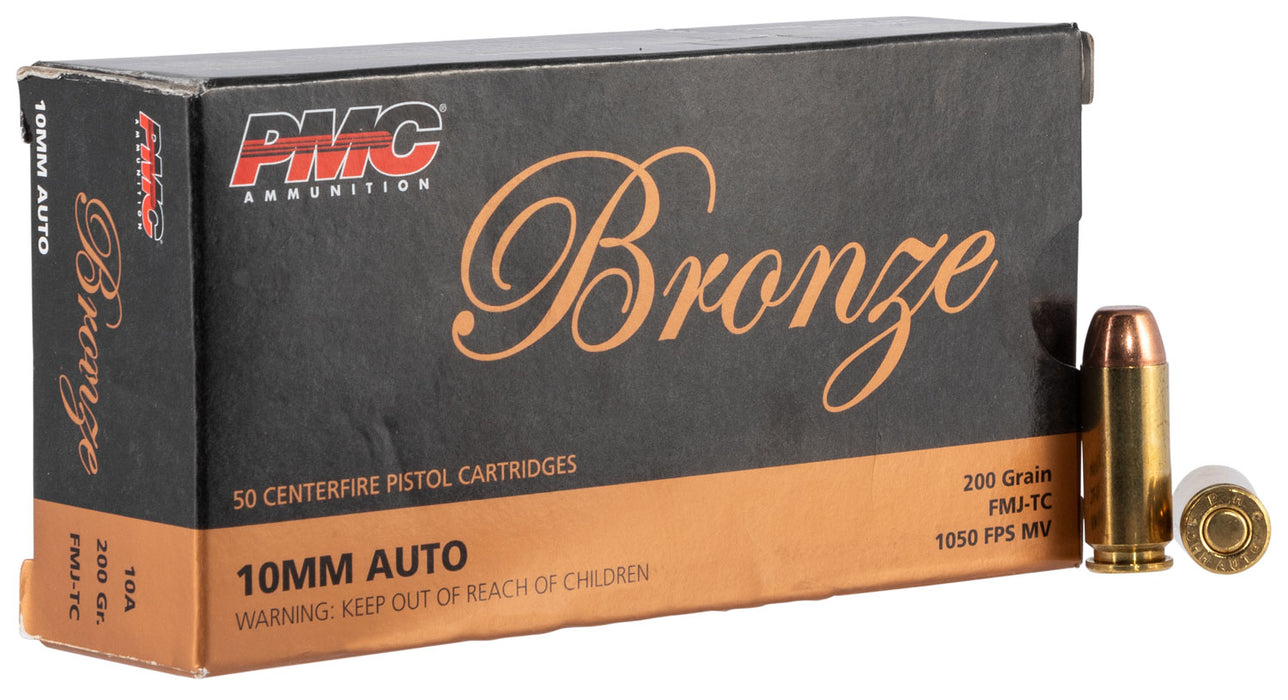 PMC 10A Bronze  10mm Auto 200 gr 1050 fps Full Metal Jacket Truncated-Cone (TCFMJ) 50 Bx/20 Cs