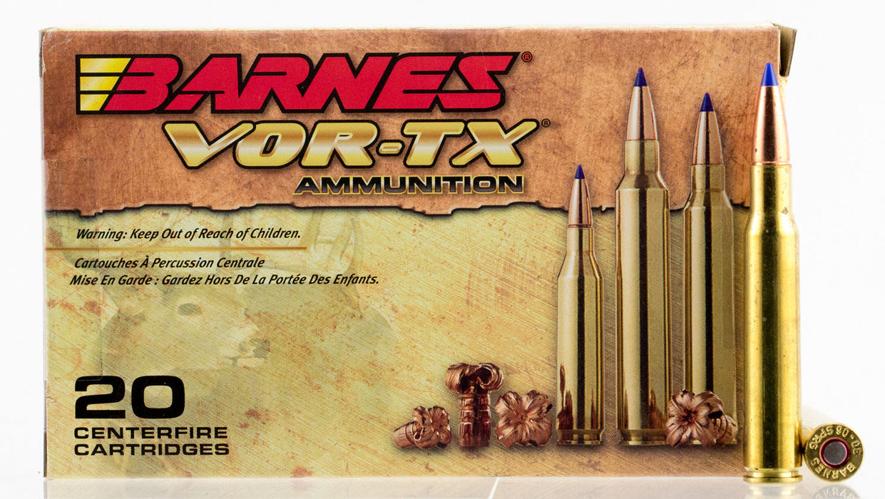 Barnes Bullets 21565 VOR-TX  30-06 Springfield 168 gr 2850 fps Tipped TSX Boat-Tail 20 Bx/10 Cs