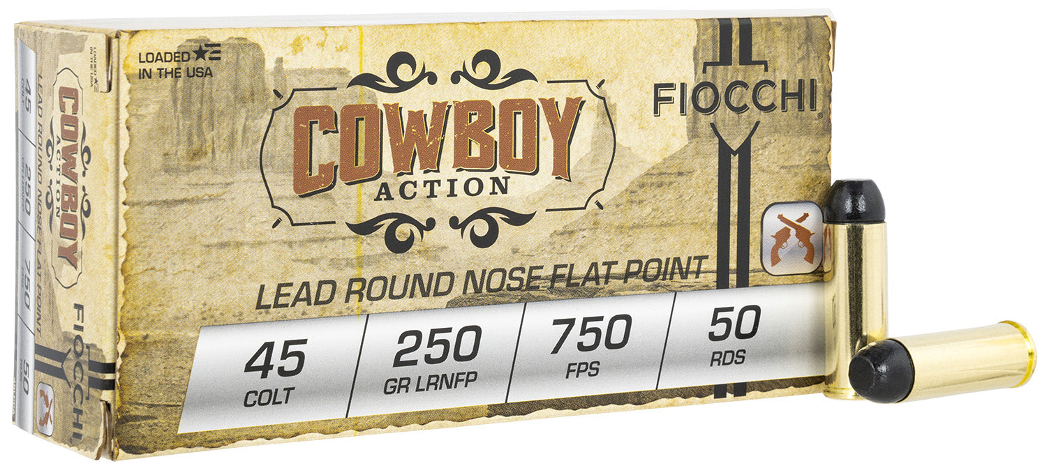 Fiocchi 45LCCA Cowboy Action  45 Colt (LC) 250 gr 750 fps Lead Round Nose Flat Point (LRNFP) 50 Bx/10 Cs