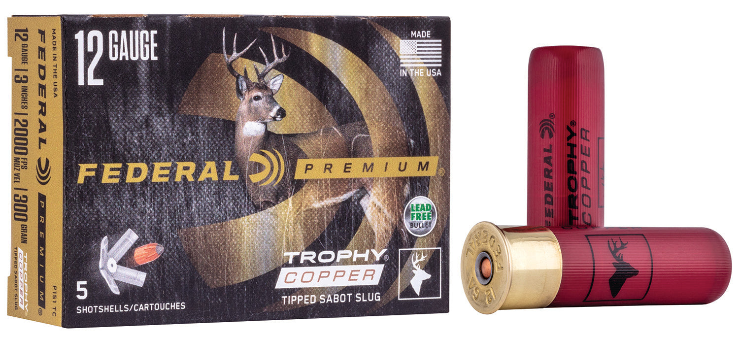 Federal P152TC Premium Vital-Shok Trophy Copper 12 Gauge 2.75" 2/3 oz/300 gr 1900 fps Sabot Slug Shot 5 Bx/50 Cs