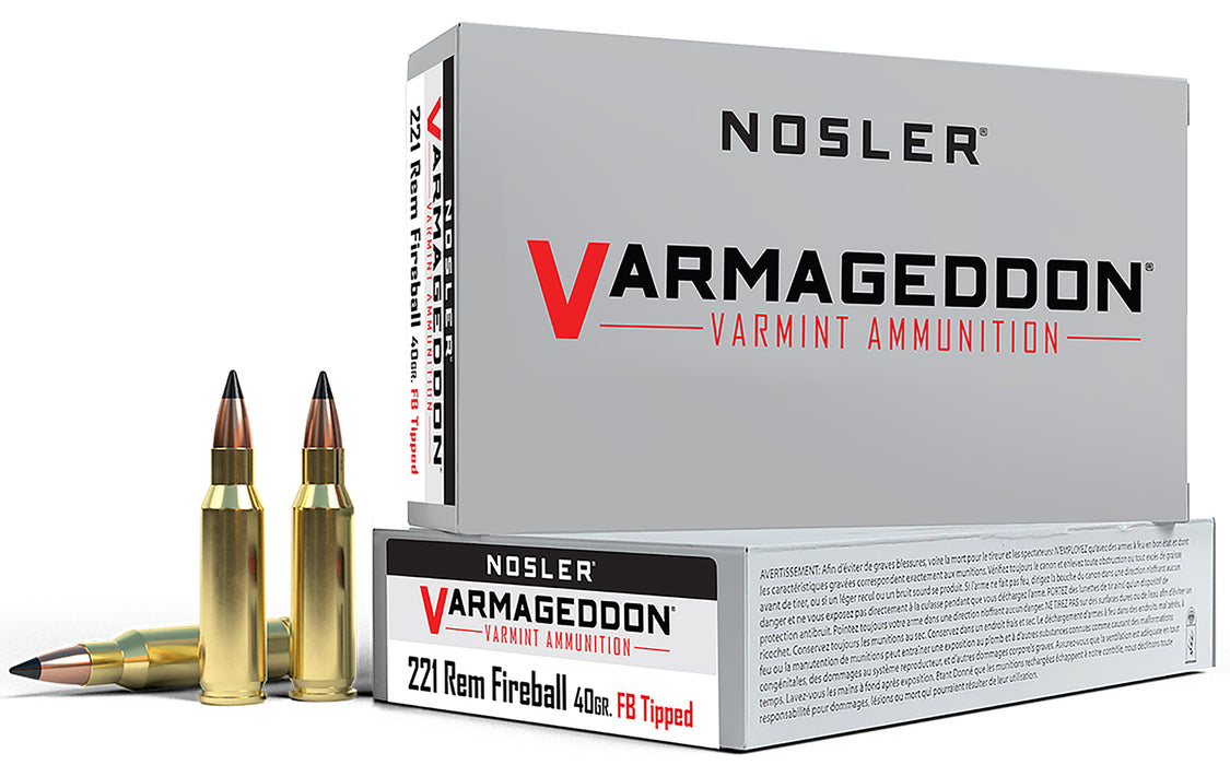 Nosler 65125 Varmageddon  221 Rem Fireball 40 gr 3100 fps Flat Base Tipped (FBT) 20 Bx/10 Cs