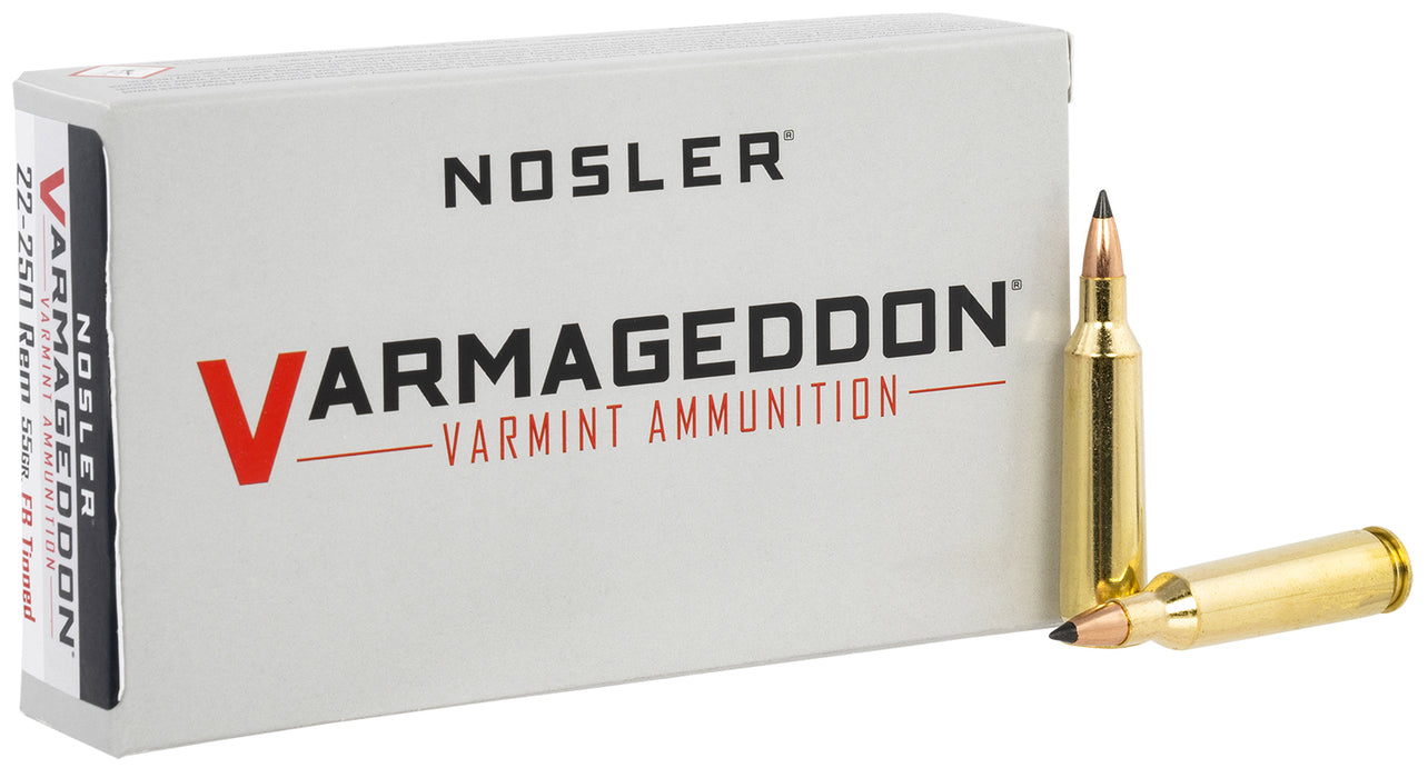 Nosler 65155 Varmageddon  22-250 Rem 55 gr 3550 fps Flat Base Tipped (FBT) 20 Bx/10 Cs